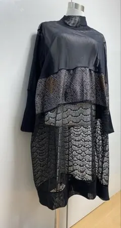 2140 パワーネット長袖着物リメイク　チュニック　M〜L