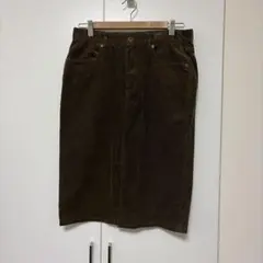 GU ブラウン コーデュロイ タイトスカート ひざ丈