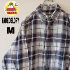 USA古着 FADEDGLORY ネルシャツ　M グレー　ホワイト　チェック
