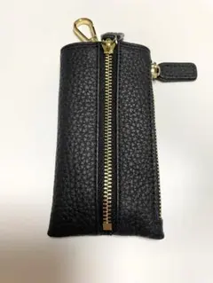 【本革】シボ柄、黒。6連キーリング、キーケース、男女兼用