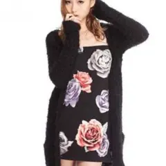 rienda シャギーニット コーディガン ロングカーディガン