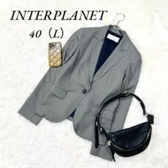 《インタープラネット》テーラードジャケット/羽織/オフィス/OL/大きめ/L/黒