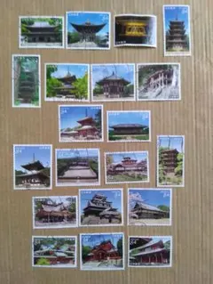国宝シリーズ　使用済み切手46種