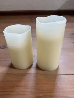 LEDライト内蔵クリーム色キャンドル2個セット