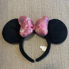 ディズニー　ミニー　カチューシャ（ピンク、スパンコール）