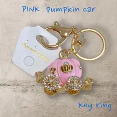 ハロウィン　パンプキン馬車　ピンク　バックチャーム　キーリング　簡易ラッピング付