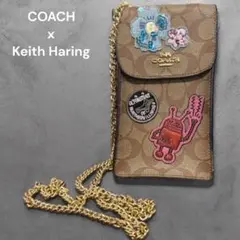 コーチ キースヘリング コラボ チェーン スマホ ショルダーバッグ