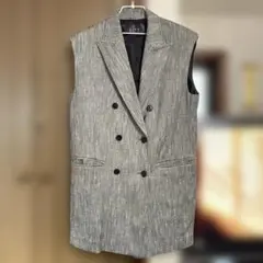 CITY グレー ダブルブレスト ノースリーブジャケット