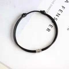 カレンシルバー　お守り　ミサンガ　柄入り　ブラック　ブレスレットorアンクレット