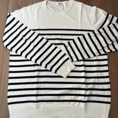 UNIQLO コットンニット　ボーダー　ホワイト　XL