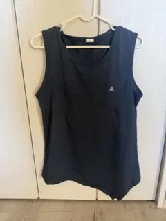 ジム・ヨガウエア レディース タンクトップ ロング丈 体型カバーM ネイビー