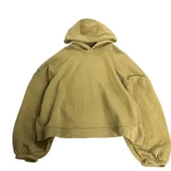 無地パーカー　ボックス型　フーディ　ゆるダボ　カーキ　XL 古着　7AS3