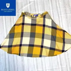 ブルーレーベル 36 チェック ウール ビエラ サーキュラースカート バーバリー
