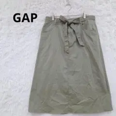 GAP リボン付きスカート　ストレッチ　ゆったり　ミディ丈　カーキのサムネイル