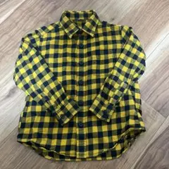 UNIQLO キッズ　ブロックチェックシャツ　フランネルシャツ　黄×黒 110