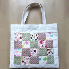 パッチワーク キルト トートバッグ 花柄 ヘキサゴン - メルカリ