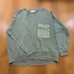 cube sugar ピグメント加工　トレーナー　カーキ