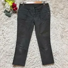 【プライド】（M）クロップドチノパンツストレッチ無地黒ブラック通勤カジュアルのサムネイル