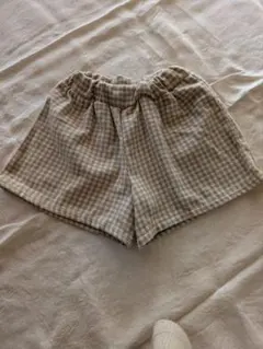 ベージュ系チェック柄ショートパンツ 120cm