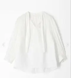 コットン ネックギャザーブラウス　トゥモローランド　マカフィー　ホワイト