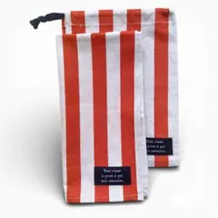 【ハンドメイド】給食袋・ランチマットセット　ストライプ　入学準備　買い替え　女子