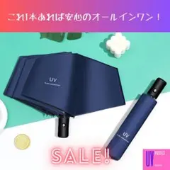 折りたたみ傘 ワンタッチ自動開閉 撥水加工 晴雨兼用 高強度 UVカットネイビー