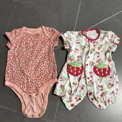 ロンパースセット イチゴ柄 60-70cm 3-6ヶ月