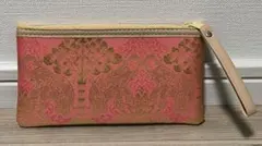 象模様のピンクゴールドポーチ　タイ土産