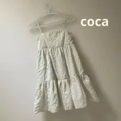 coca ☆ エンボス加工 ☆ キャミワンピース ☆ アイボリー ☆ M