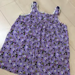 ムチャチャレトロ柄タンクトップ パープル 花柄1サイズ
