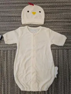 ひよこデザインロンパース・帽子付き