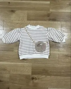 ストライプ柄トレーナー　裏起毛