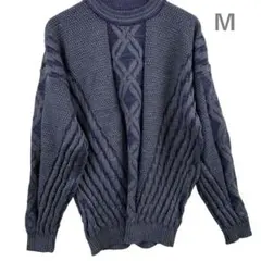 ヴィンテージ　レディースニット　セーター　レトロ　M　冬服　立体感【968】