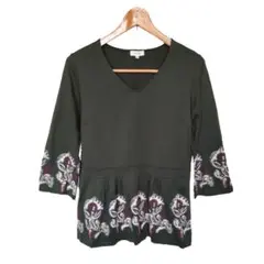 SCAPA/スキャパ★ジャガード花柄コットンカットソー size:40のサムネイル