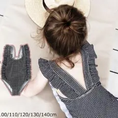 ベビー水着 フリル付き 80cm 海外　ギンガムチェック