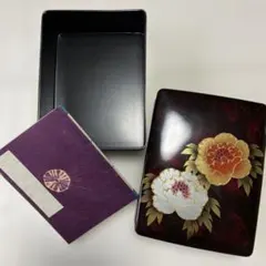 未使用保管品✨清水焼 陶あん 紅色 牡丹 黒塗り箸置き✨京焼 ぼたん 陶