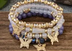 バタフライチャーム付きブレスレットセット