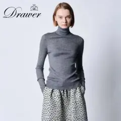◇ Drawer ドゥロワー タートルネック カシミヤ混 シルク混 長袖 ニット 2 ブラック * ◆ 1000279657041 Drawer（ドゥロワー）の「Drawer 14G カシミヤタートルネックニット