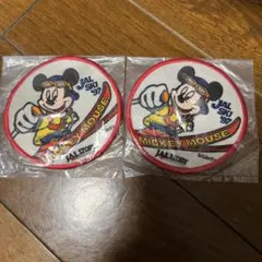ミッキーマウス JAL SKI 97 刺繍パッチ 2枚セット