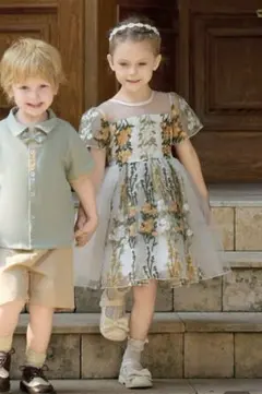 フォーマルドレス 花柄刺繍 110-120