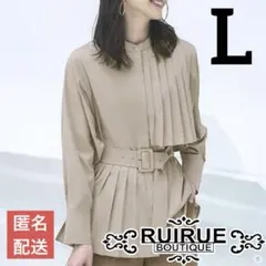 ルイルエブティック　プリーツロングシャツ ベージュ　長袖トップス