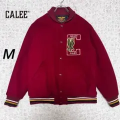 『CALEE』 スタジャン　ウール　刺繍ロゴ　裏地ペイズリー柄　赤　【M】
