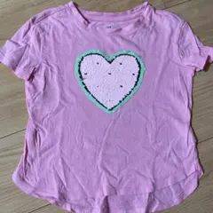ピンク ハート型スパンコール Tシャツ