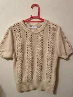 ZARA ベージュ 半袖サマーニット M