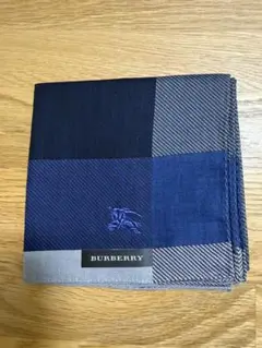 【未使用】BURBERRY チェック柄 ハンカチ　ブルー