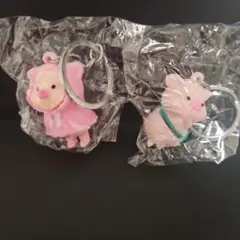 ピンクのブタ キーホルダー 2個セット