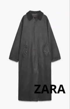 ZARA】○#ワックスフィニッシュ コーデュロイカラートレンチコート