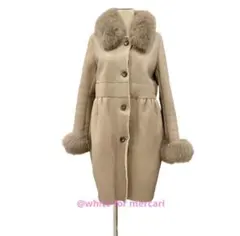sov. 定価29万 ふわふわフォックスファー襟ミルクティー色本革ムートンコート