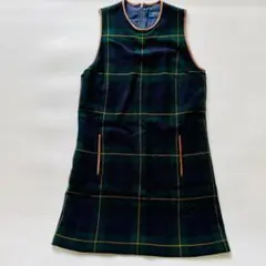 ポロラルフローレン ノースリーブ ニットワンピース チェック M相当 グリーン