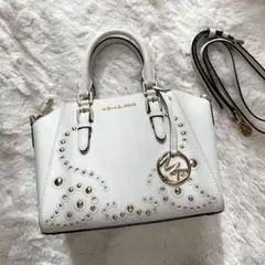 【MICHAEL KORS】ホワイト スタッズ ハンドバッグ